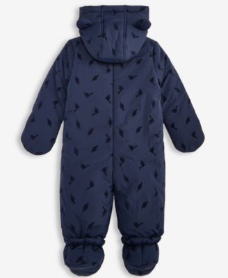 Baby Boys Hooded Dino-Flocked Footed Snowsuit, Macy's Exclusive