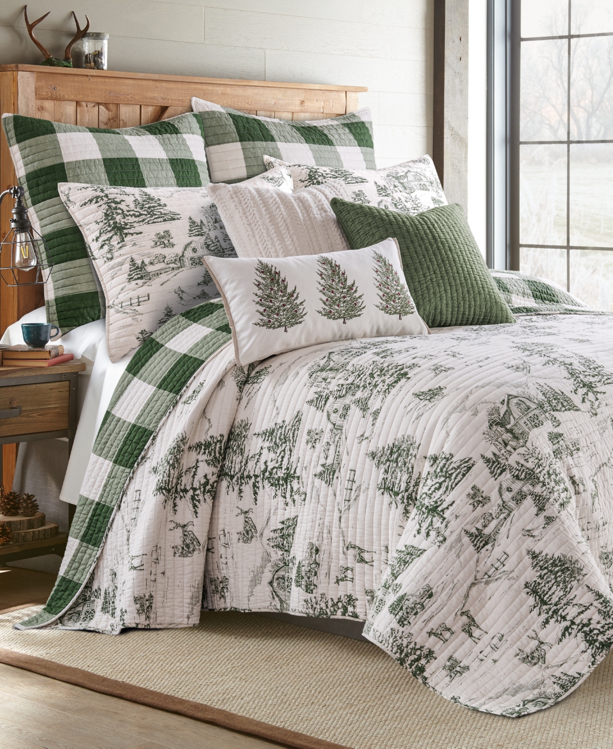 Levtex Winter Sleigh Ride Reversible 3-pc. Quilt Set, Full/queen In Green