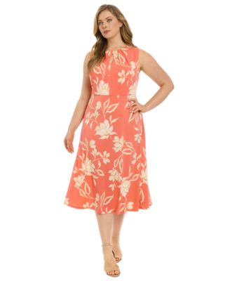 Plus Size Printed Sleeveless Midi Dress