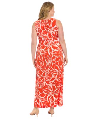 Plus Size Floral-Print Halter-Neck Maxi Dress