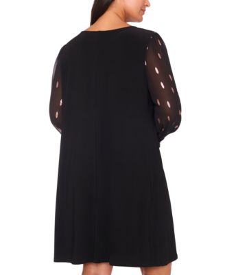 Plus Size Clip Chiffon Long Sleeve Shift Dress