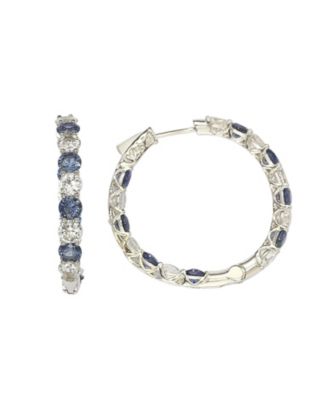 Suzy Levian Sterling Silver Sapphire Created White Sapphire Martini Set Inside Out Hoop Earrings - Blue sapphire 384$