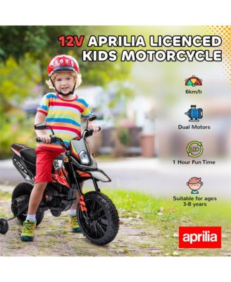 12V Aprilia Licenced Kids Motorcycle with Training Wheels,