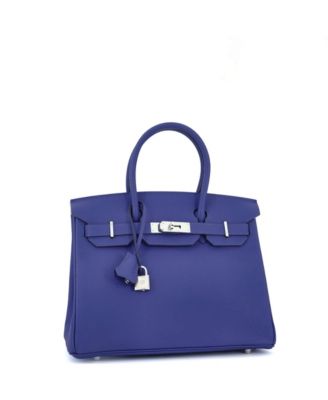 Pre-Owned Hermes Birkin 30 Handbag Blue Epsom with Palladium Hardware