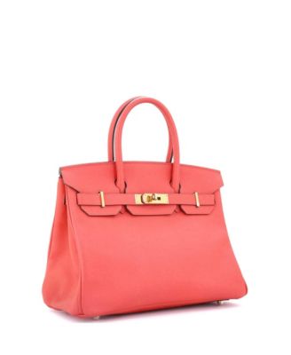 Pre-Owned Hermes Birkin 30 Handbag Red Epsom with Gold Hardware
