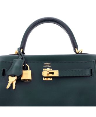 Pre-Owned Hermes Kelly 25 Handbag Green Swift with Gold Hardware