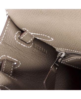 Pre-Owned Hermes Kelly 25 Handbag Grey Epsom with Palladium Hardware