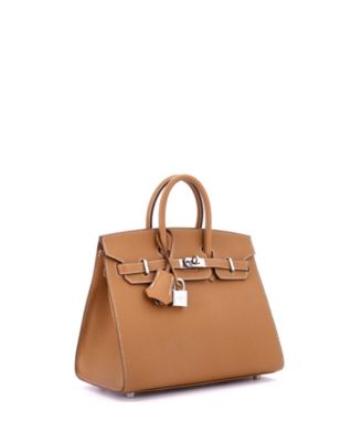 Pre-Owned Hermes Birkin 25 Handbag Brown Epsom with Palladium Hardware
