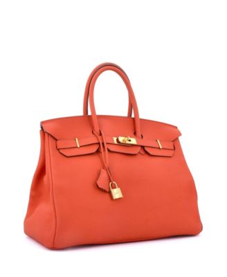 Pre-Owned Hermes Birkin 35 Handbag Orange Togo with Gold Hardware