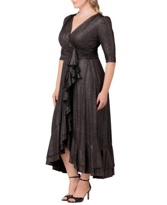 Plus Size Glimmer Ruffle Evening Gown