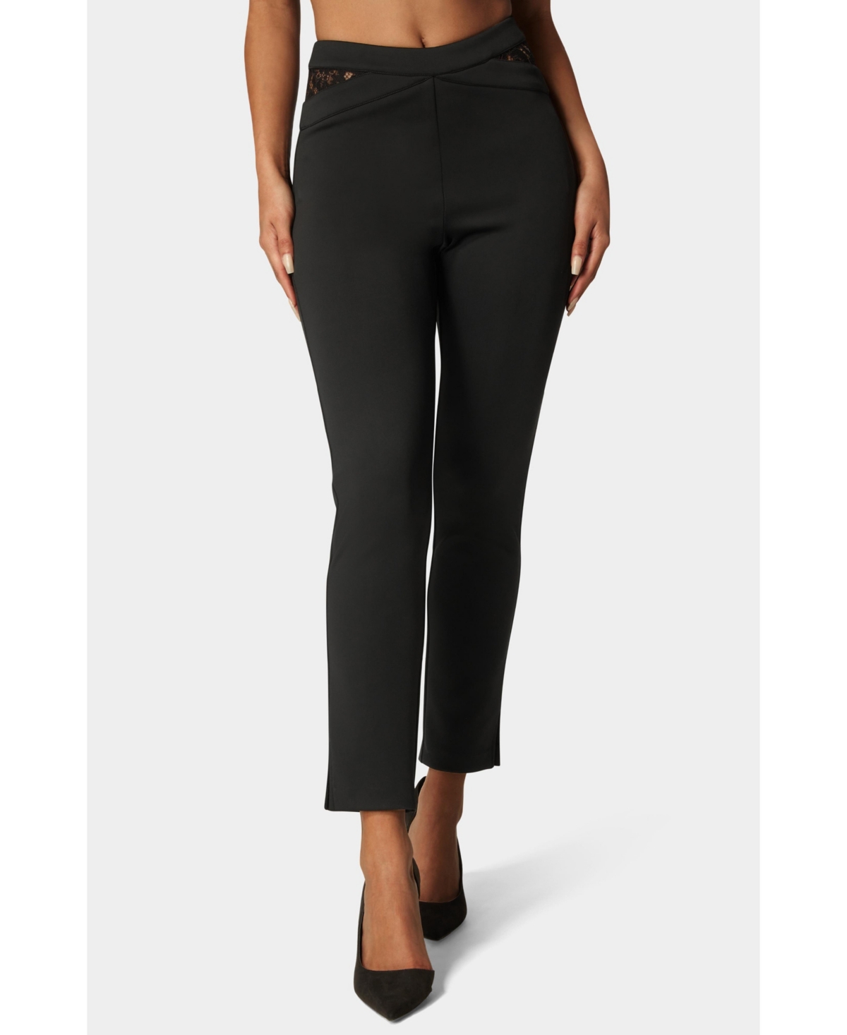 Bebe Women's Scuba High Waist Slim Leg Pant - Black