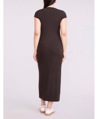 Women's Short Sleeve Henley Bodycon Maxi Dress - Motherhood Maternity