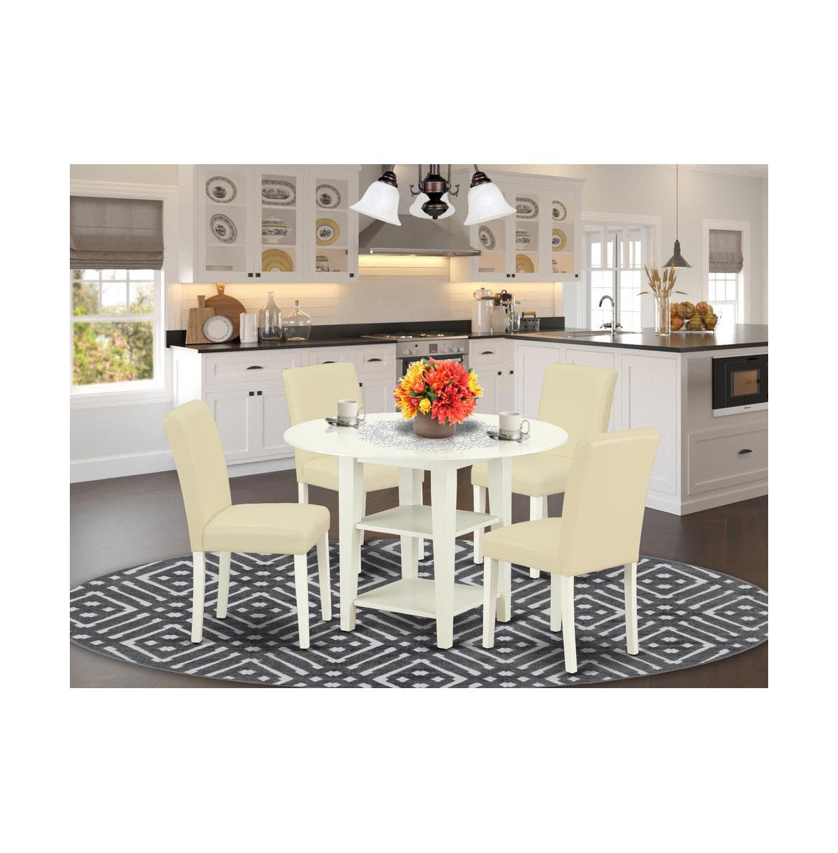 East West Furniture Dining Room Set Linen White