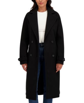Women's Long Belted Oversized Double Breasted Faux Wool Coat