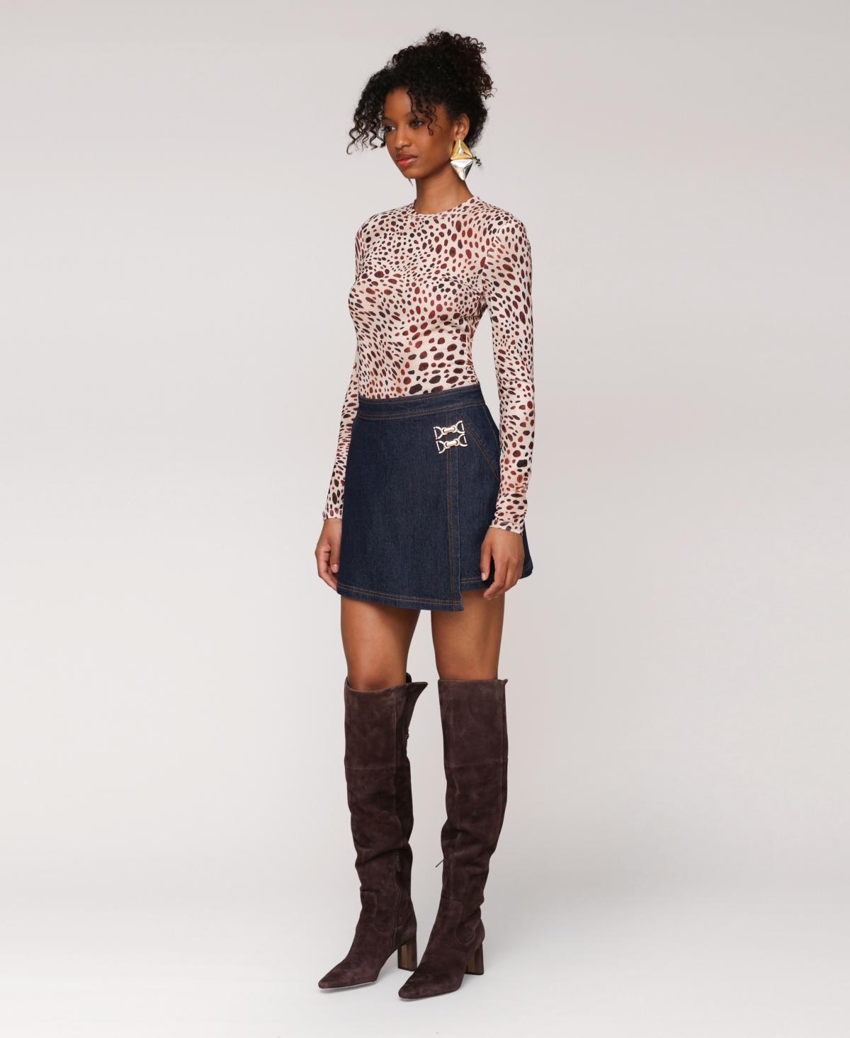 Avec Les Filles Women's Mini Envelope Denim Skort In Multi