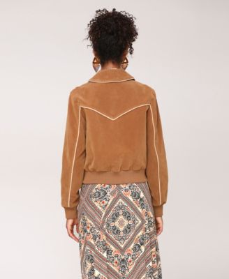 Women's Suede Combo Piping Western Jacket