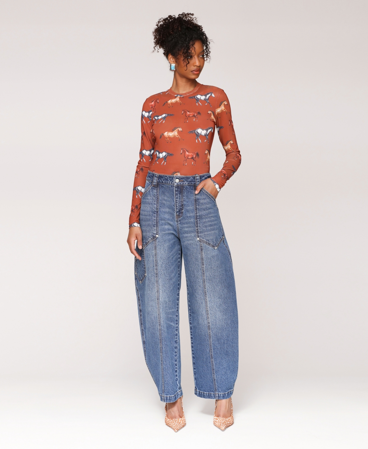 Avec Les Filles Zucchini Leg Carpenter Jeans In Blue