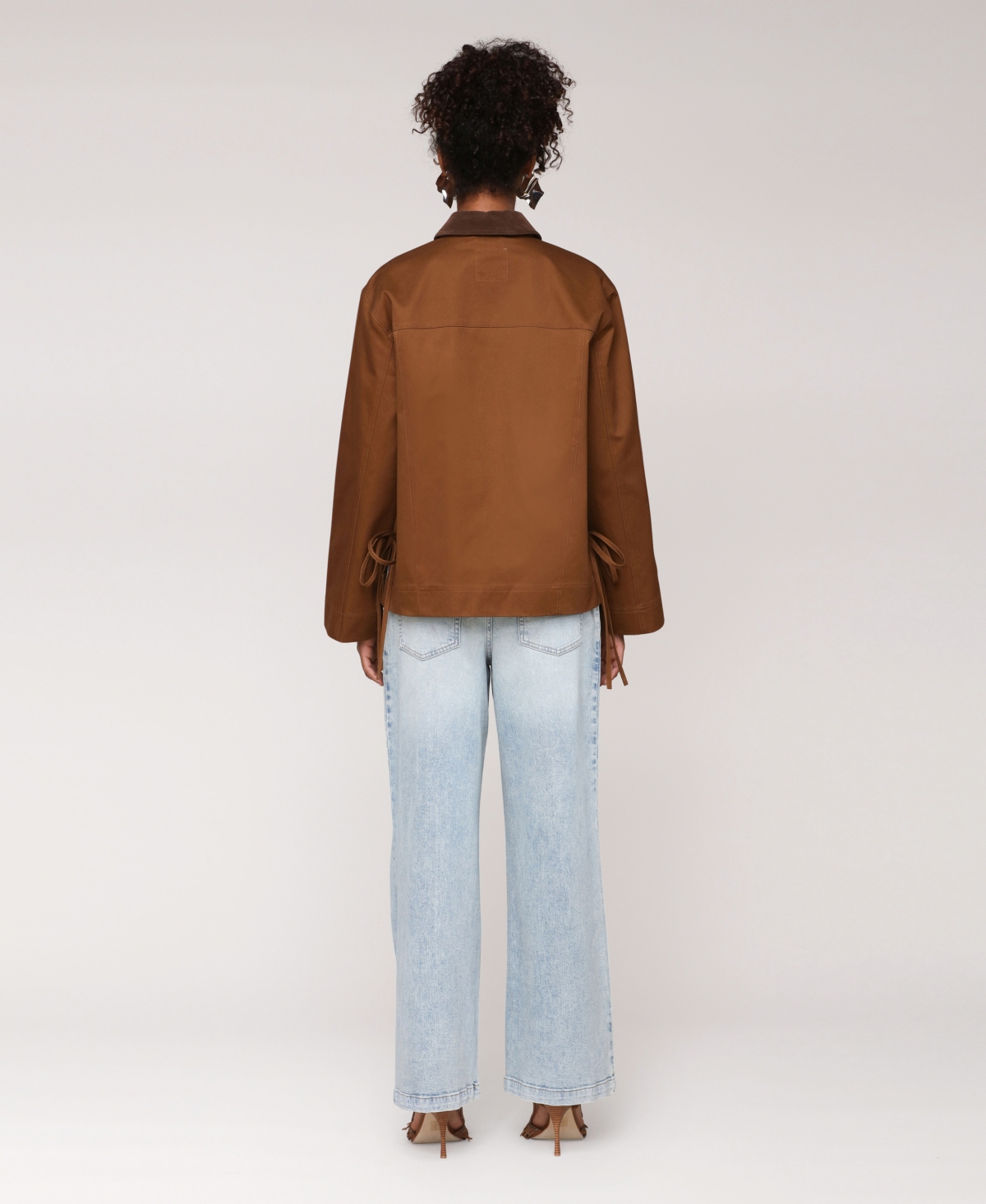 Avec Les Filles Tie Oversize Chore Jacket In Brown