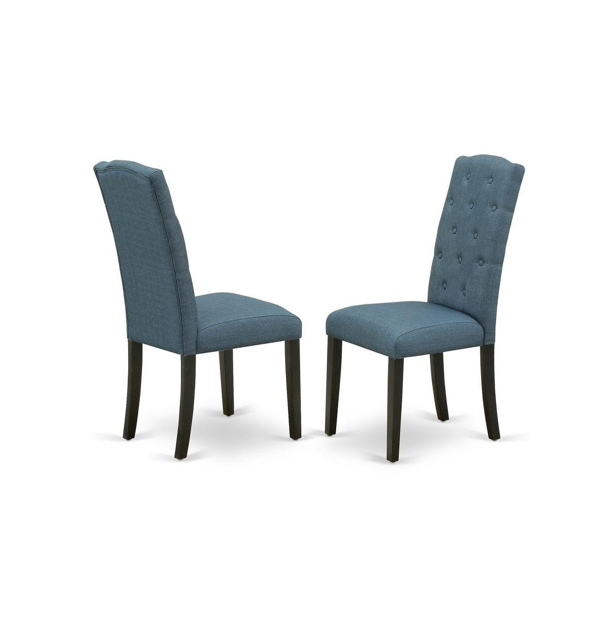 East West Furniture 5-Pc Dinette Room Set - 4 Padded Parson Chairs and 1 Modern Rectangular Cement Kitchen Table with Button Tufted Chair Back