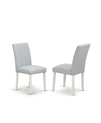 7-Piece Asian Wood, Linen White Finish, Upholstered High Back Chairs Dinette Set