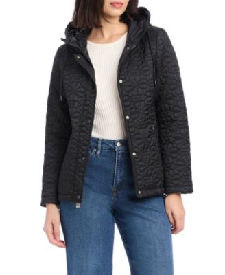Women's Short Spade Flower Quilted Jacket W/ Hood