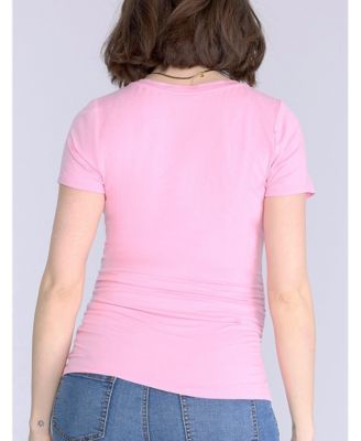 Maternity V-Neck Side-Ruched Short Sleeve Tee - Motherhood