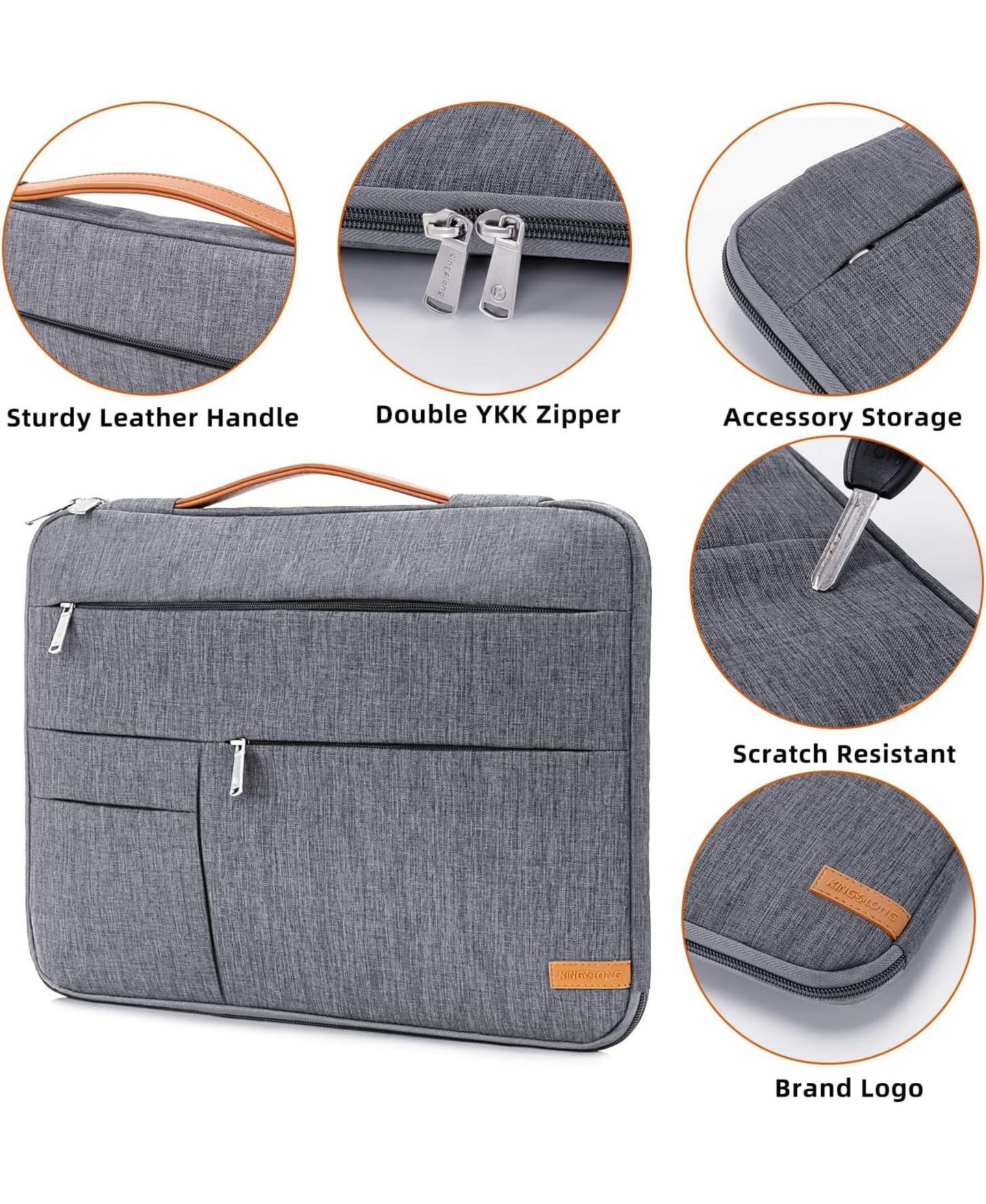Сумка Acer 13.3 inch Laptop Sleeve, Slim Shockproof, Computer Carrying Case Cover Compatible with MacBook Air/Pro Asus Dell HP, Grey, цвет: Серый — фото 6