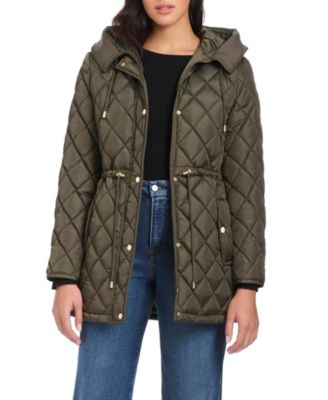 Women's Diamond Quilted Anorak Jacket With Hood