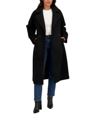 Women's Long Belted Boucle Wrap Coat