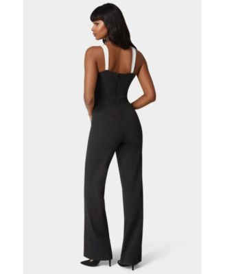 Women's Lace Insert Flared Jumpsuit