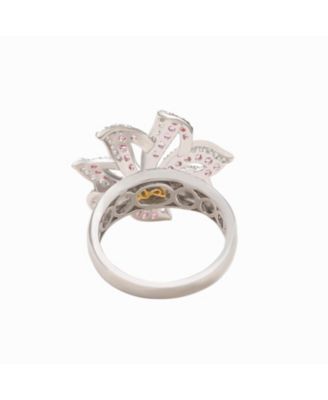 Suzy Levian Sterling Silver Sapphire & Created White Sapphire Flower Ring