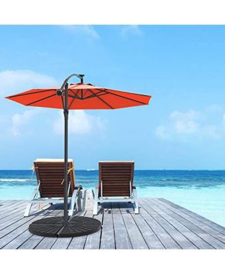 10 Feet 360° Rotation Solar Powered LED Patio Offset Umbrella without Weight Base