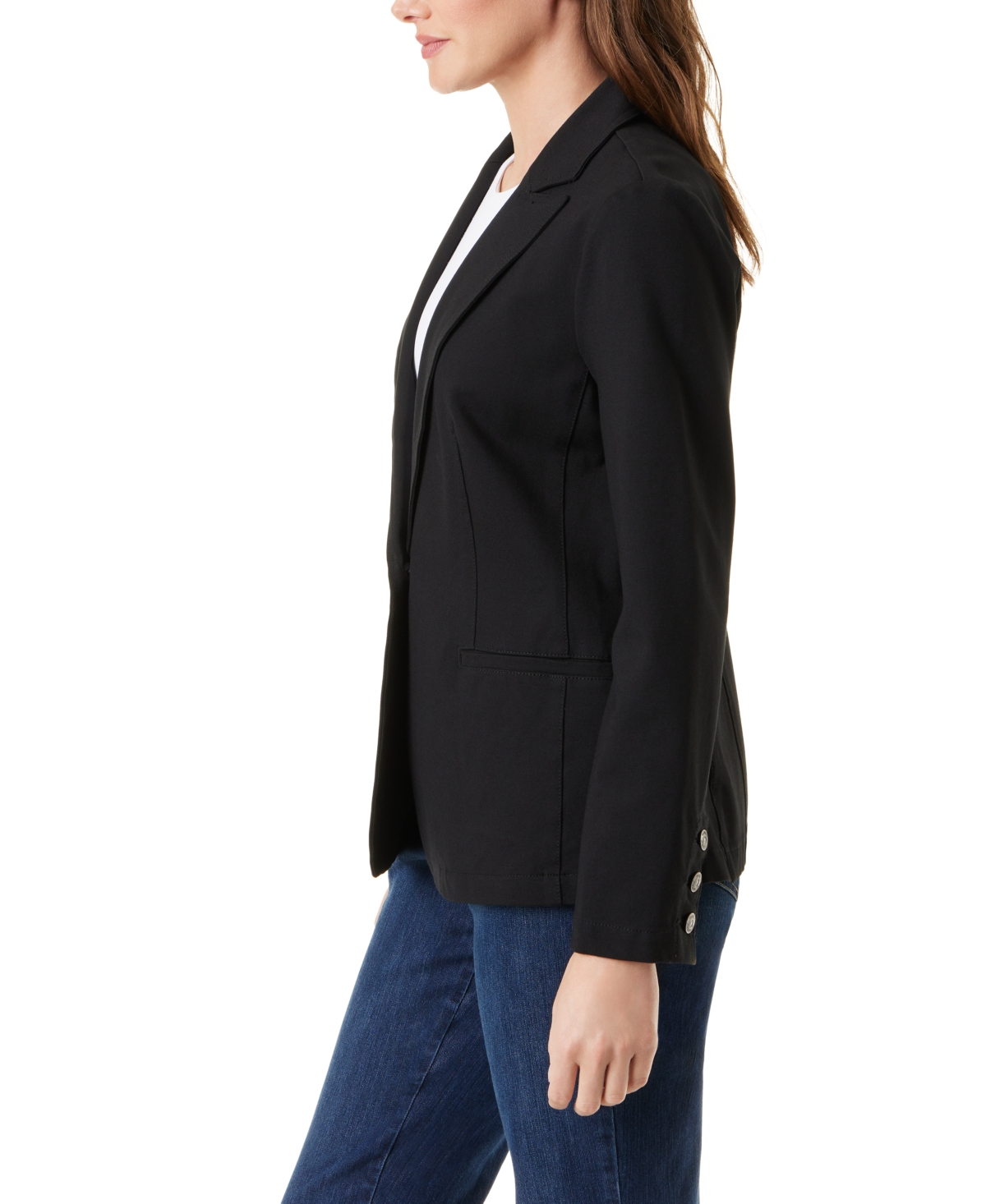 Gloria Vanderbilt Women's Denim One-button Blazer In Black