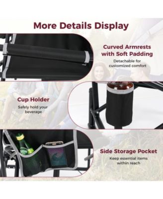 Outdoor Rocker Camping Chair with Dual Springs and Padded Back