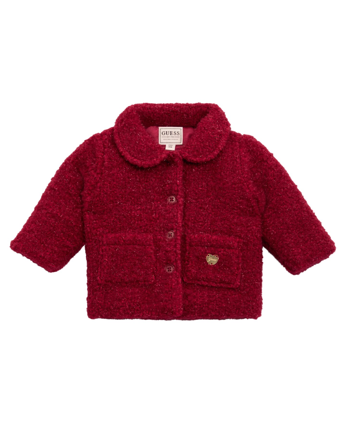 Пальто GUESS Baby Girls Lurex Sherpa Padded, цвет: Красный — фото 1