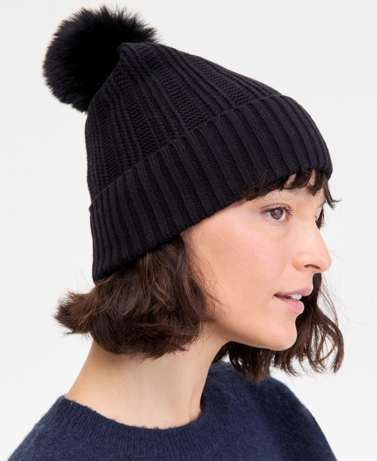 On 34th Boxed Rib-knit Beanie, Macy's Exclusive In Black