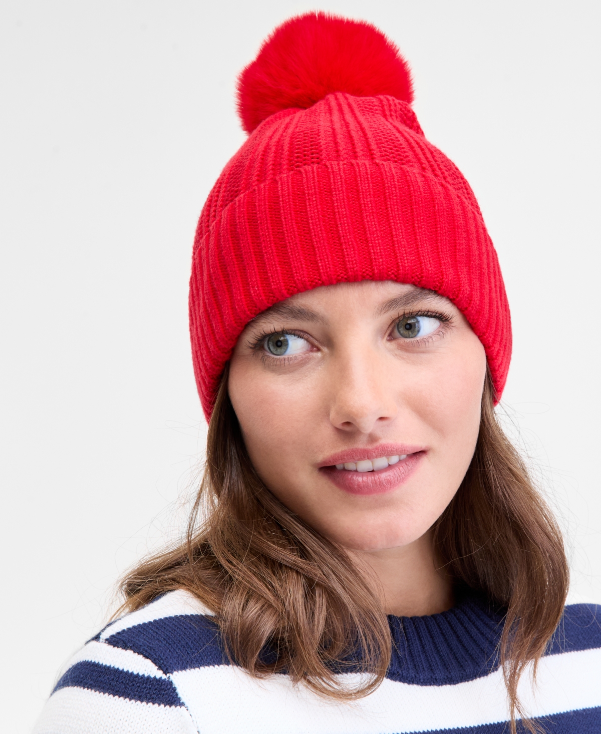 On 34th Boxed Rib-knit Beanie, Macy's Exclusive In Red