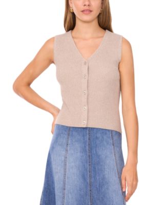 Women's V Neck Button Up Sweater Vest