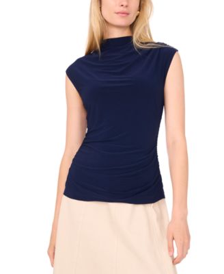 Women's Draped Sleeve Mock Neck Knit Top