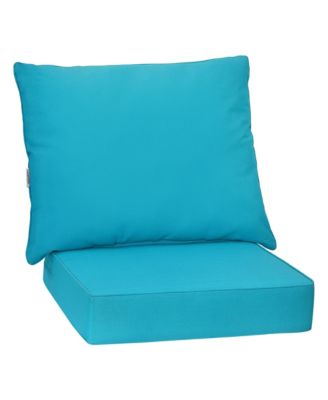 2PCS Deep Seat Chair Cushion Pads Set Indoor Outdoor With Rope Belts