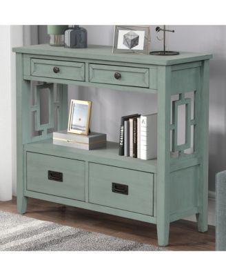 CASAINC 36" Cabinet Pine Wood Console Table with 4 Drawers & 1 Storage Shelf