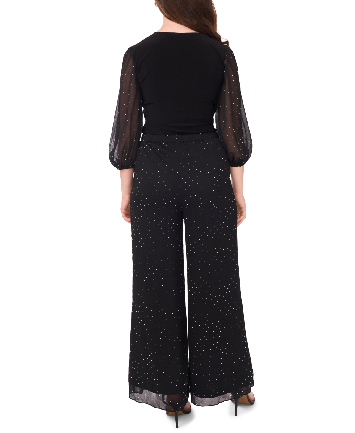 Msk Women's Pull-on Nails Studs Palazzo Pants In Black