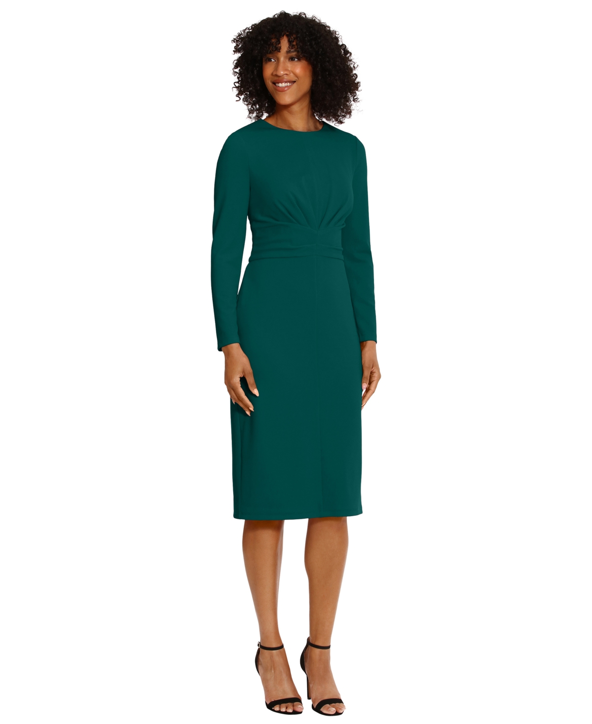 Maggy London Long Sleeve Sheath Dress In Green