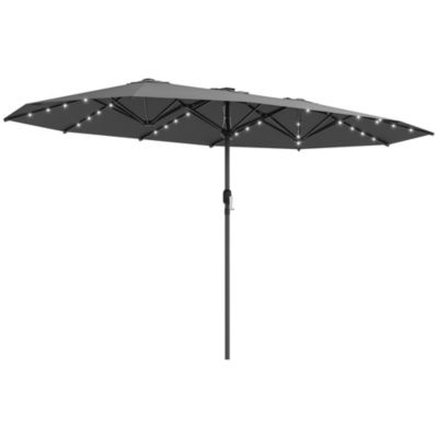 Double-Sided Sun Umbrella, Garden Parasol with Light
