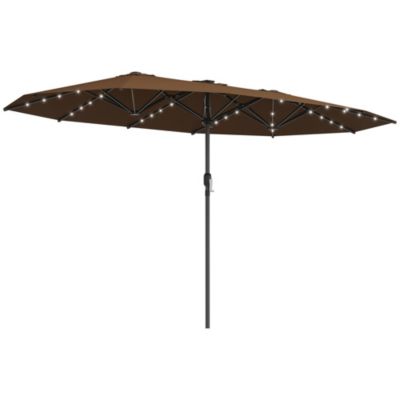Double-Sided Sun Umbrella, Garden Parasol with Light