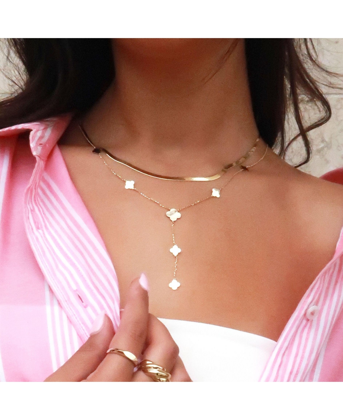 The Lovery Mini Herringbone Necklace 14K Gold - 3 millimeters