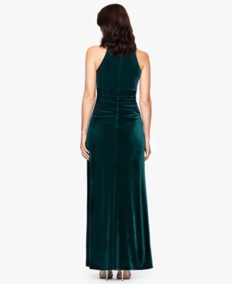 Petite Long Velvet Keyhole Dress