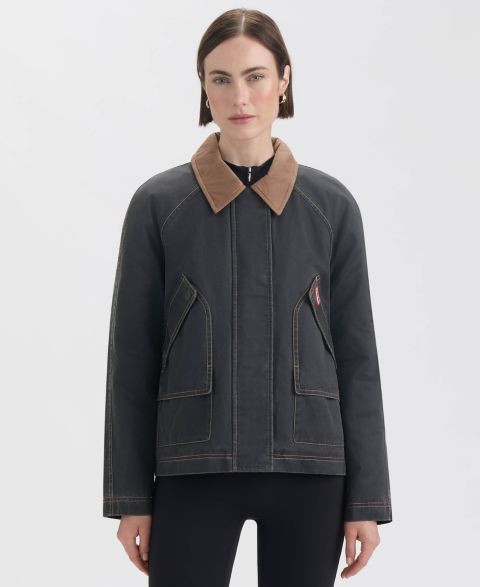 Женская куртка Hunter Short Faux Fur-Lined Waxed, цвет: Чёрный