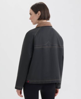 Women's Short Faux Fur-Lined Waxed Jacket