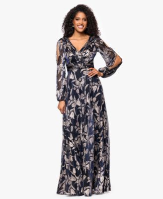 Women's&nbsp;Long Sleeve Metallic Crinkle Pattern Dress